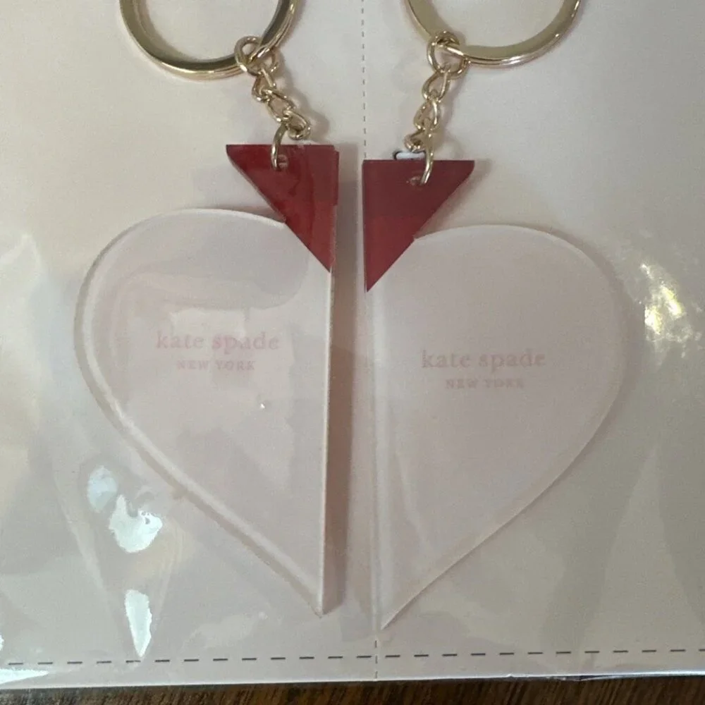 KATE SPADE KEYCHAIN TAKE HEART BEST FRIENDS LOVE SHACK 2 KEY FOBS SPLIT GIFT NEW